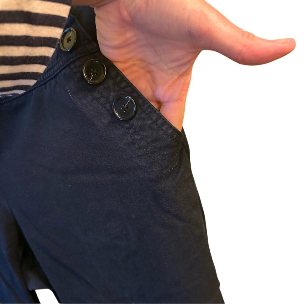 LOFT Navy Sailor Style Wide Leg Pants Size 10 High Waist Button Front Pockets - Picture 7 of 14